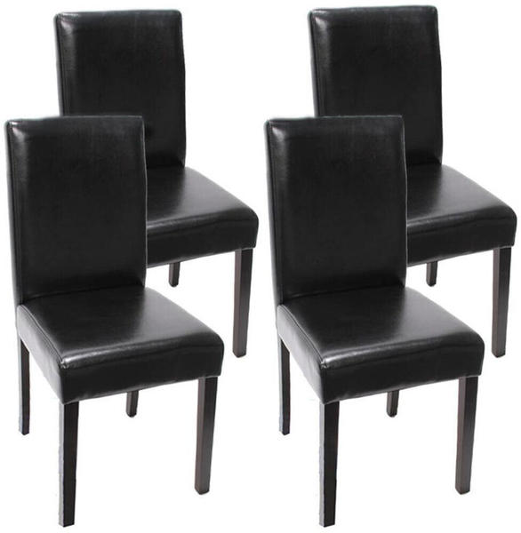 Mendler 4er-Set Esszimmerstuhl Stuhl Küchenstuhl Littau Leder, schwarz dunkle Beine