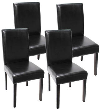 Mendler 4er-Set Esszimmerstuhl Stuhl K&uuml;chenstuhl Littau Kunstleder, schwarz dunkle Beine