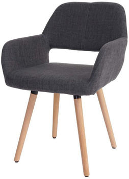 Mendler Esszimmerstuhl HWC-A50 II, Stuhl K&uuml;chenstuhl, Retro 50er Jahre Design Textil, grau, helle Beine