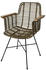 Mendler Esszimmerstuhl MCW-M29, Küchenstuhl Korbstuhl Rattansessel Rattanstuhl Stuhl mit Armlehnen, Kubu Rattan Holz Metall