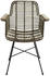 Mendler Esszimmerstuhl MCW-M29, Küchenstuhl Korbstuhl Rattansessel Rattanstuhl Stuhl mit Armlehnen, Kubu Rattan Holz Metall