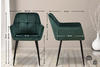 CLP 4er Set Esszimmerstühle Emia Gepolstert mit Ziernähten schwarzes Vierfußgestell grün, Material:Samt