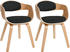 CLP 2er Set Stühle Kingston Stoff mit Polsterung und robustem Holzgestell natura/schwarz, Gestell natura