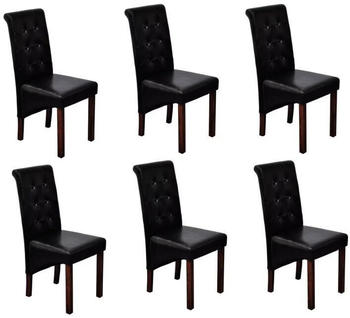 vidaXL Esszimmerst&uuml;hle 6 Stk. Schwarz Kunstleder (160318)