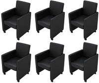 vidaXL Esszimmerst&uuml;hle 6 Stk. Schwarz Kunstleder