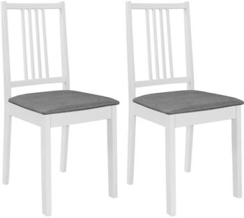 vidaXL Esszimmerstühle mit Polstern 2 Stk. Weiß Massivholz (247636)