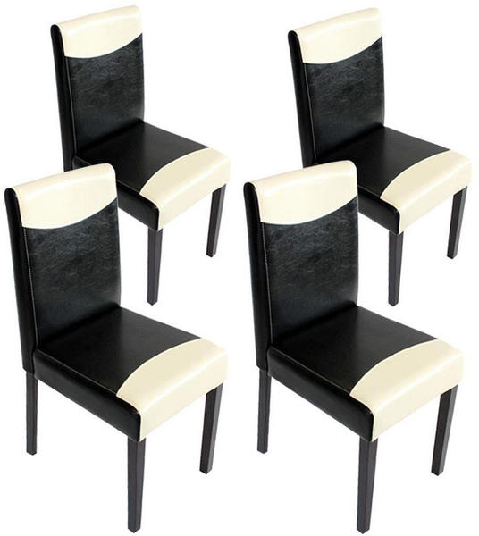 Mendler 4er-Set Esszimmerstuhl Stuhl Küchenstuhl Littau schwarz-weiß, dunkle Beine