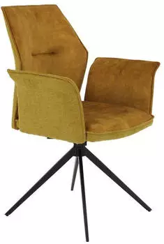 Hela Esszimmerstuhl/Armlehnenstuhl Susanne - Werbstoff+Microfaser Velvet gold - Spinnengestell Schwarz 120kg belastbar - 360&deg; drehbar