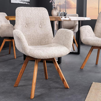 Riess-Ambiente Drehbarer Design Stuhl BALTIC beige Bouclé natur Eiche Massivholz-Beine mit Armlehne Esszimmerstuhl Essstuhl Riess-Ambiente Drehbarer Design Stuhl BALTIC beige Bouclé natur Eiche Massivholz-Beine mit Armlehne Esszimmerstuhl Essstuhl