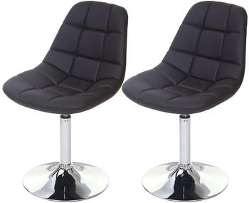 Mendler 2er-Set Esszimmerstuhl HWC-A60, Stuhl Drehstuhl, Chrom Kunstleder braun