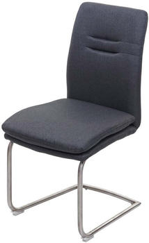 Mendler Esszimmerstuhl MCW-H70, Küchenstuhl Freischwinger Lehnstuhl Stuhl, Stoff/Textil Edelstahl gebürstet dunkelgrau