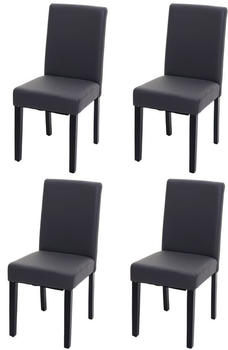Mendler 4er-Set Esszimmerstuhl Stuhl K&uuml;chenstuhl Littau Kunstleder, grau matt, dunkle Beine 74523
