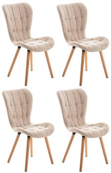 CLP 4er Set Stuhl Elda Stoff natura mit robustem Holzgestell creme