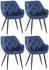 CLP 4er Set Stuhl Tanna Samt Gesteppt blau