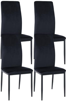 CLP 4er Set Esszimmerstühle Savino gepolstert mit Metallgestell schwarz, Material:Samt