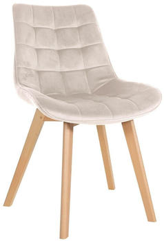 CLP Stuhl Brook Esszimmerstuhl mit Samtbezug creme