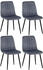 CLP 4er Set Stühle Dijon mit Lehne dunkelgrau, Material:Samt