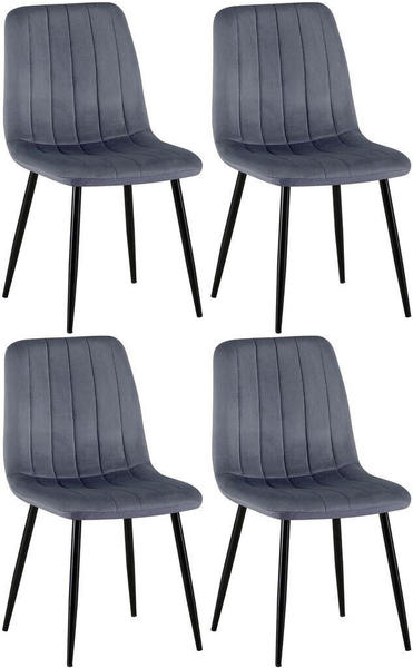 CLP 4er Set Stühle Dijon mit Lehne dunkelgrau, Material:Samt