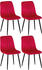 CLP 4er Set Stühle Dijon mit Lehne rot, Material:Samt
