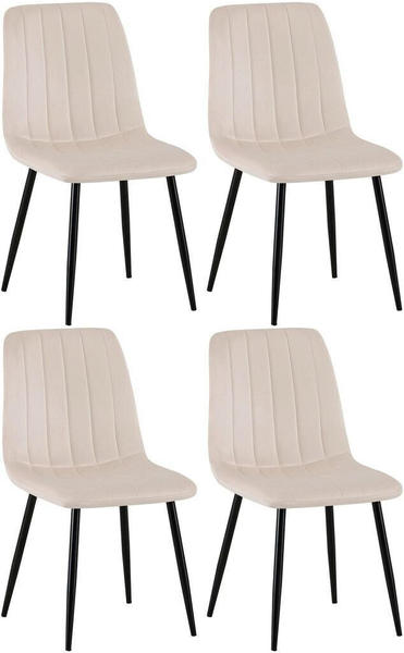 CLP 4er Set Stühle Dijon mit Lehne creme, Material:Samt