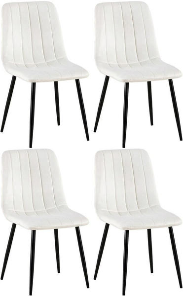 CLP 4er Set Stühle Dijon mit Lehne cremeweiß, Material:Samt