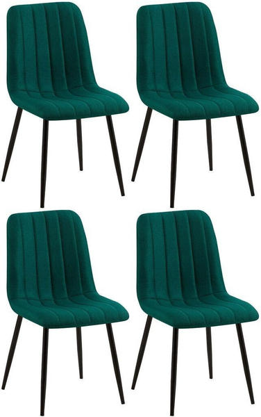 CLP 4er Set Stühle Dijon mit Lehne dunkelgrün, Material:Stoff