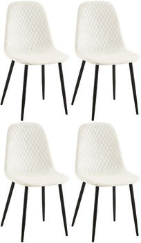 CLP 4er Set Stühle Giverny mit Ziernähten cremeweiß, Material:Samt