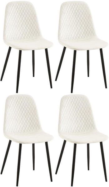 CLP 4er Set Stühle Giverny mit Ziernähten cremeweiß, Material:Samt