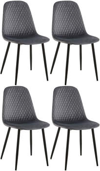 CLP 4er Set Stühle Giverny mit Ziernähten dunkelgrau, Material:Samt