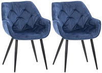 2er Set Stuhl Tanna Samt Blau