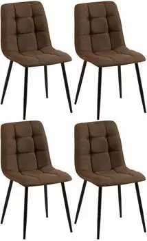 CLP 4er Set Esszimmerstuhl Tilde Gesteppt braun, Material:Stoff