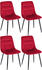 CLP 4er Set Esszimmerstuhl Tilde Gesteppt rot, Material:Samt