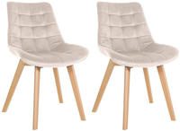 CLP 2er Set Esszimmerst&uuml;hle Brook mit Samtbezug creme - Creme