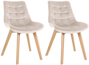 CLP 2er Set Esszimmerst&uuml;hle Brook mit Samtbezug creme