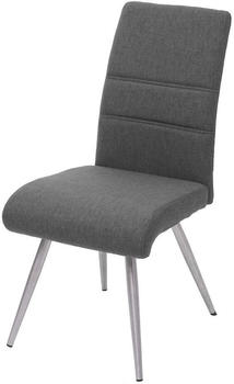 Mendler 6er-Set Esszimmerstuhl MCW-G55, Küchenstuhl Stuhl, Stoff/Textil Edelstahl gebürstet grau-braun