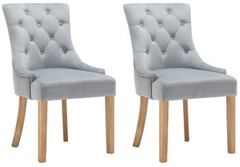 Möbilia Stuhl 2er Set Samt 56x63x91 cm Hellgrau (30020002)