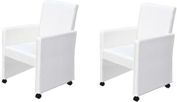 vidaXL Esszimmerst&uuml;hle 2 Stk. Wei&szlig; Kunstleder (60347)