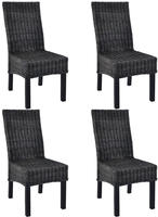vidaXL Esszimmerst&uuml;hle 4 Stk. Schwarz Kubu Rattan und Mangoholz