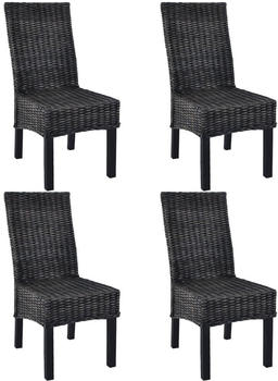 vidaXL Esszimmerst&uuml;hle 4 Stk. Schwarz Kubu Rattan und Mangoholz