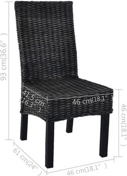 vidaXL Esszimmerstühle 4 Stk. Schwarz Kubu Rattan und Mangoholz – vidaXL Esszimmerstühle aus Kubu Rattan und Mangoholz