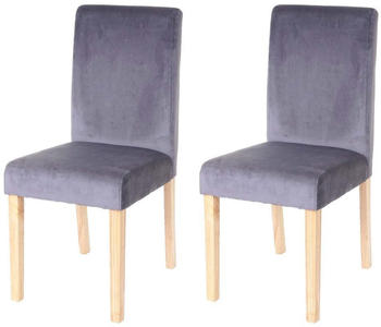 Mendler 2x Esszimmerstuhl Stuhl Küchenstuhl Littau, Samt grau, helle Beine
