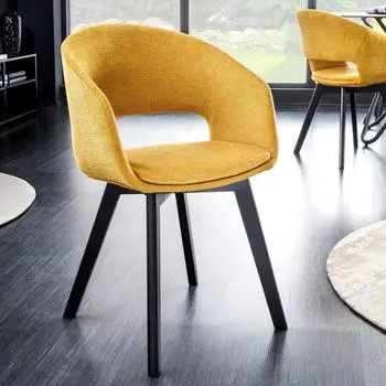 Riess-Ambiente Stuhl NORDIC STAR senfgelb Strukturstoff Holzbeine