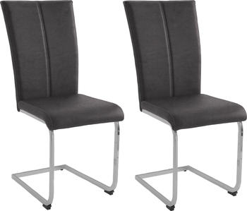 Home Affaire Freischwinger Nils 42,5x100x60 cm, 2 St., Microfaser VINTAGE, Gestell in Chrom-Look + Metall, schwarz (schwarz (arizona 4420)) Freischwinger (32834131-0)