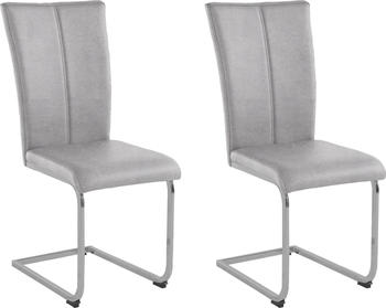 Home Affaire Freischwinger Nils 42,5x100x60 cm, 2 St., Microfaser VINTAGE, Gestell in Chrom-Look + Metall, grau (hellgrau (arizona 4411)) Freischwinger (81480838-0)