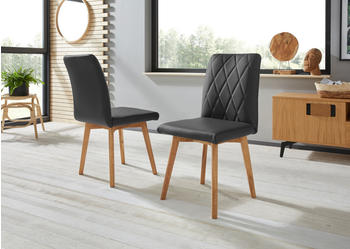 Home Affaire Esszimmerstuhl Brest 47x88x66 cm, 2 St., Leder, Massivholz, schwarz (schwarz, eiche natur geölt) Küchenstühle (65200843-0)
