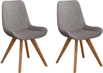 Home Affaire Schalenstuhl Bratislava 56x86x61,5 cm, 2 St., Samtvelours, Massivholz, grau (hellgrau (cloud 82), eiche natur) Schalenstühle (51352111-0)