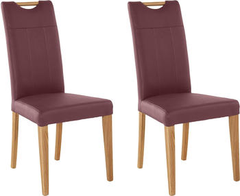 Home Affaire Esszimmerstuhl Roberta 47x99x61 cm, 2 St., Echtleder, Massivholz, rot (bordeau x, eichefarben) Küchenstühle (50595302-0)