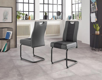 Hela Esszimmerstuhl Erika S 43x99x60 cm, 2 St., Kunstleder-Webstoff, Metall, gr&uuml;n (grau, anhtrazit, schwarz) Freischwinger K&uuml;chenst&uuml;hle (30289506-0)