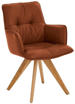 Dieter Knoll Armlehnstuhl Cognac Rindleder Wildeiche massiv 59x89x63 cm (1475021248)