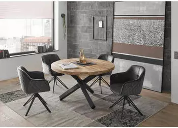Mid.you Armlehnstuhl Grau eckig Drehteller 59x82x62 cm (572009502) – Elegantes Design für Ihr Esszimmer